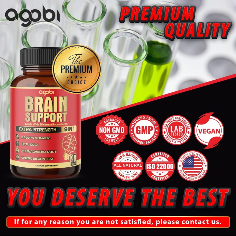9in1 Brain Support Supplement - Concentrated Ashwagandha Root, Gotu Kola