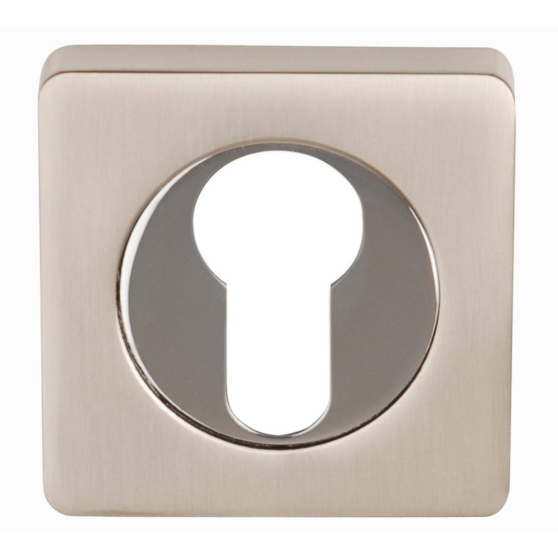 Excel Architectural DH3623-SQ Square Euro Profile Escutcheon Set, Satin Nickel/Polished