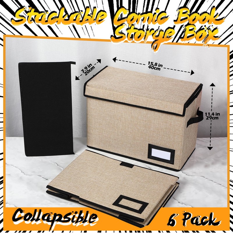 Chuangdi 6 Pcs Comic Book Storage Boxes, Back to School