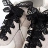 2 Pairs Black Shoe Laces For Women,Polyester Flat Hollow Flower