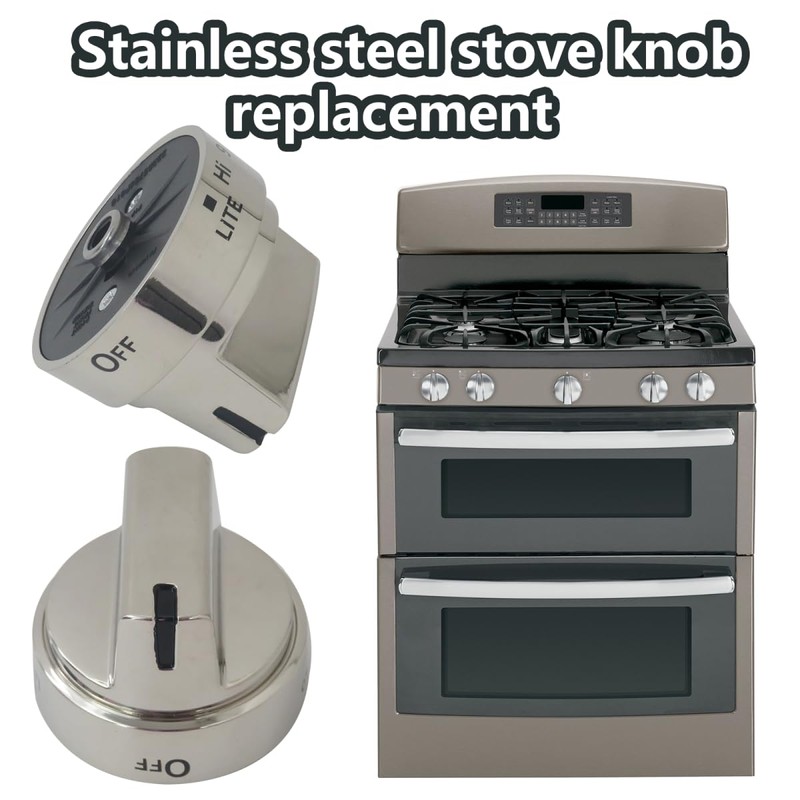 2025 Upgraded 5 Pack WB03X24818 Stainless Steel Stove Knob -