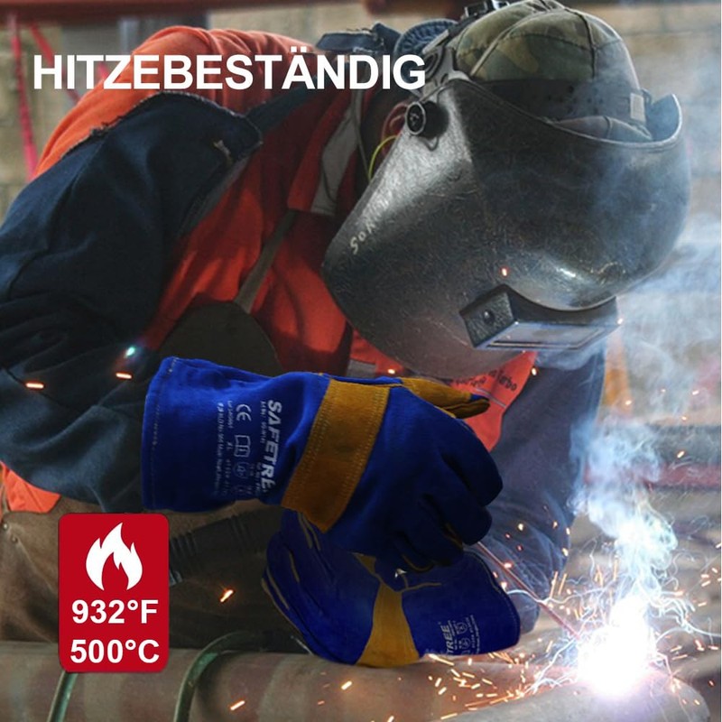 SAFETREE 14 Inch Premium Faux Leather Welding Gloves - Heat