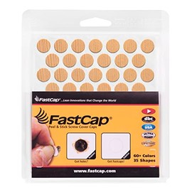 FastCap - Screw Hole Covers, 9/16" (14mm) Round Stickers - Ideal for Professional Woodworking, Furniture, and Cabinetry Projects - One Sheet of 52 Caps - Unfinished Real Wood, Color - VG Fir