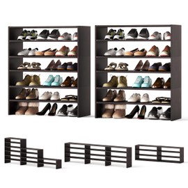 Tangkula Stackble White Shoe Rack, Space Saving 6-Tier Corner Shoe Storage Shelf for 18 Pairs, 3-in-1 Adjustable White Shoe Organizer for Front Door Entryway (2, Coffee)
