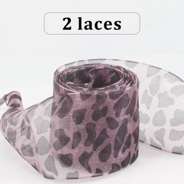 UamGlsob 4CM Wide Leopard Print Shoe Laces, Snow Yarn Sheer Silk Cheetah Shoelaces Replacement Strings for Women Sneakers (Pink,39"/100cm)