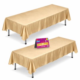 SOL 2pk Long Gold Table Cloth Party 274x137cm Plastic Cover Disposable Tablecloths for Parties - Spill Protection - Great for Weddings, Buffets, Catering, Restaurants, Outdoor Events & Celebrations