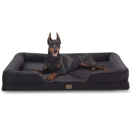 Bedfolks Orthopedic Dog Bed XXL, Waterproof Dog Sofa Bed for Giant Dogs, Egg Foam Pet Couch Bed with Removable Washable Cover and Nonslip Bottom, Black