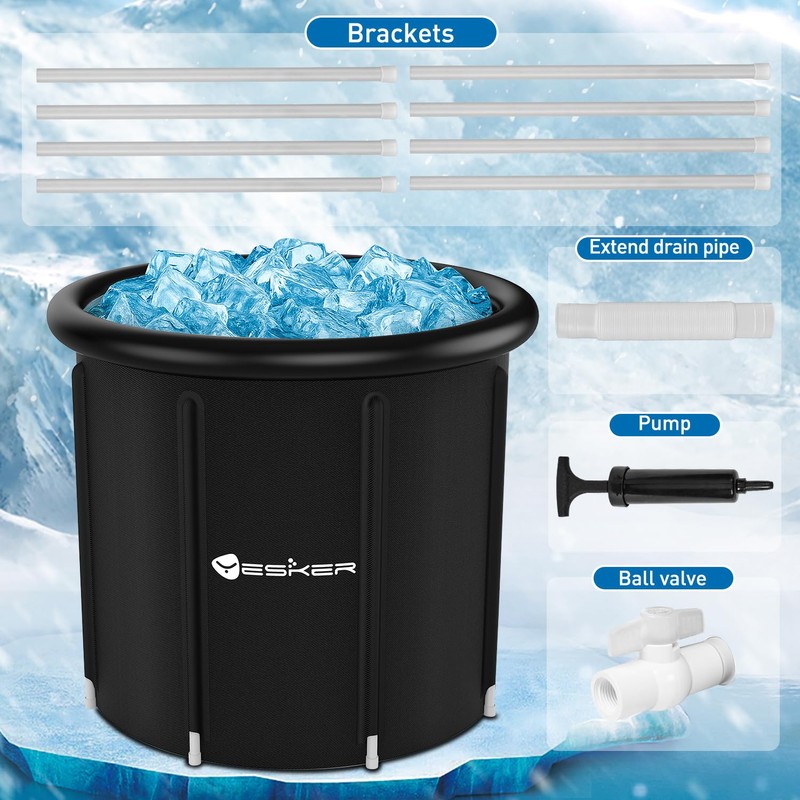 Yesker 126 Gal Ice Bath Tub with Air Ring, Portable