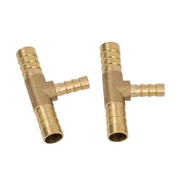 Pysrych Brass Hose Barb Fitting Reducing Tee 5/8" Barbed x 1/2" Barbed x 5/8" Barbed Reducer T-fitting 2pcs