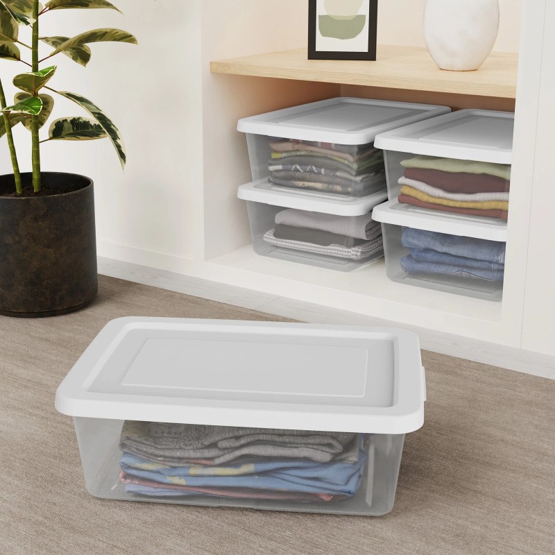 Sterilite 12 Qt Storage Box, Stackable Plastic Container Home Organizer,