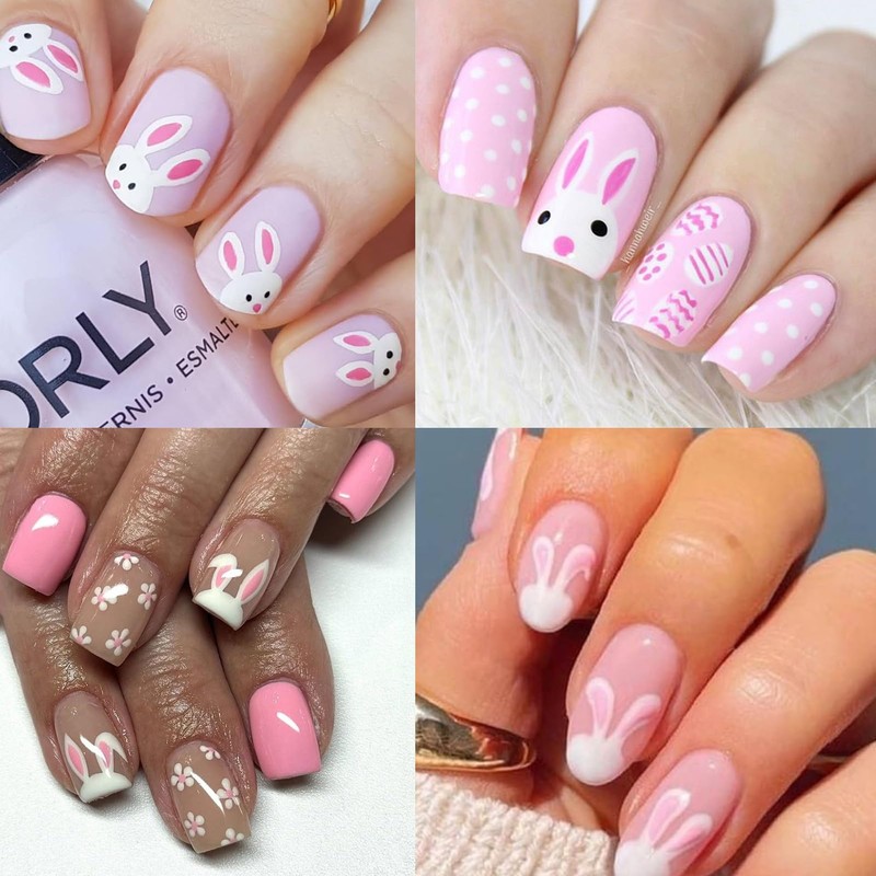 IDDFEVE Easter Nail Art Stickers - Glitter Bunny Eggs Flowers