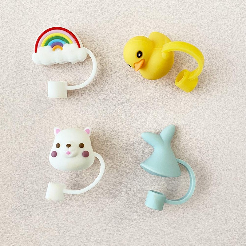 Lemonadeus Silicone 4PCS Straw Tips Cover Reusable Drinking Straw Tips
