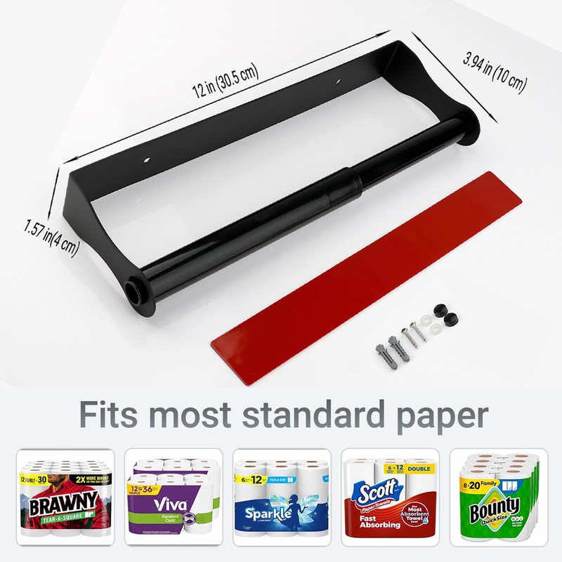 GOWODOOO Paper Towel Holder Under cabinets,Wall Mount Paper Towels Holder