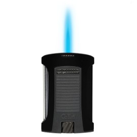 Colibri Daytona Windproof Butane Torch Lighter: Adjustable Flame, Refillable Single-Jet Cigar Lighter, Ergonomic Design with Fuel Window (Charcoal)