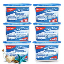 Vacplus Moisture Absorbers 6 Pack, Portable Humidity Absorber Boxes for Your Bathroom, Closet & Car, Dehumidifier with Ocean Fragrance, 10.5 Oz