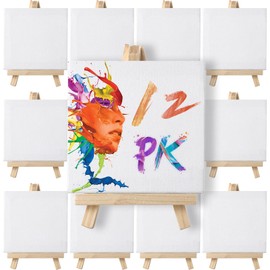 IRUEJFSR kit de 12 Caballete de Mesa, 10 * 10cm, lienzo para pintar mini para cuadro para dibujos niños y Suministros de Fiesta de Pintura Artística