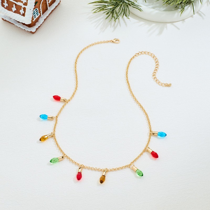 Christmas Statement Necklace for Women Colorful Light Pendant Xmas Fashion