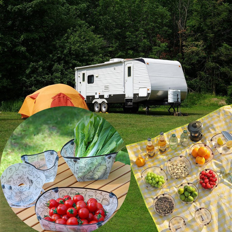 MIUPOO Portable Camping Tableware Set, Foldable Plate Bowl Water Cup,