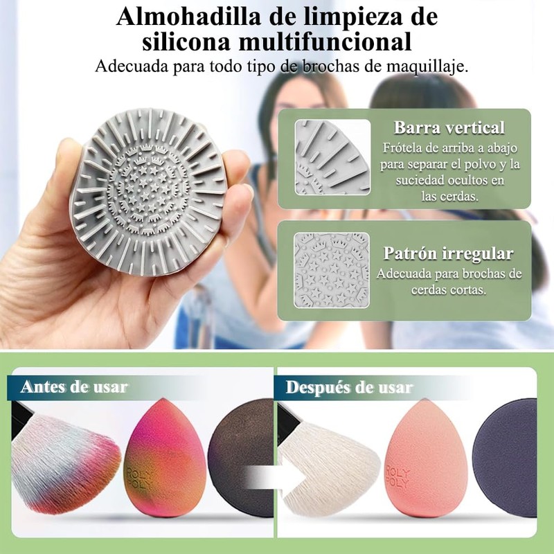 Limpiador Eléctrico para Brochas de Maquillaje, Portátil Automático con Recipiente