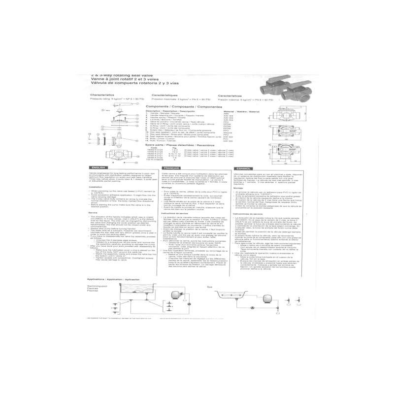 3 Panels Pvc Cylinder Valve Connection D50/D63, 3-Way PVC Ball