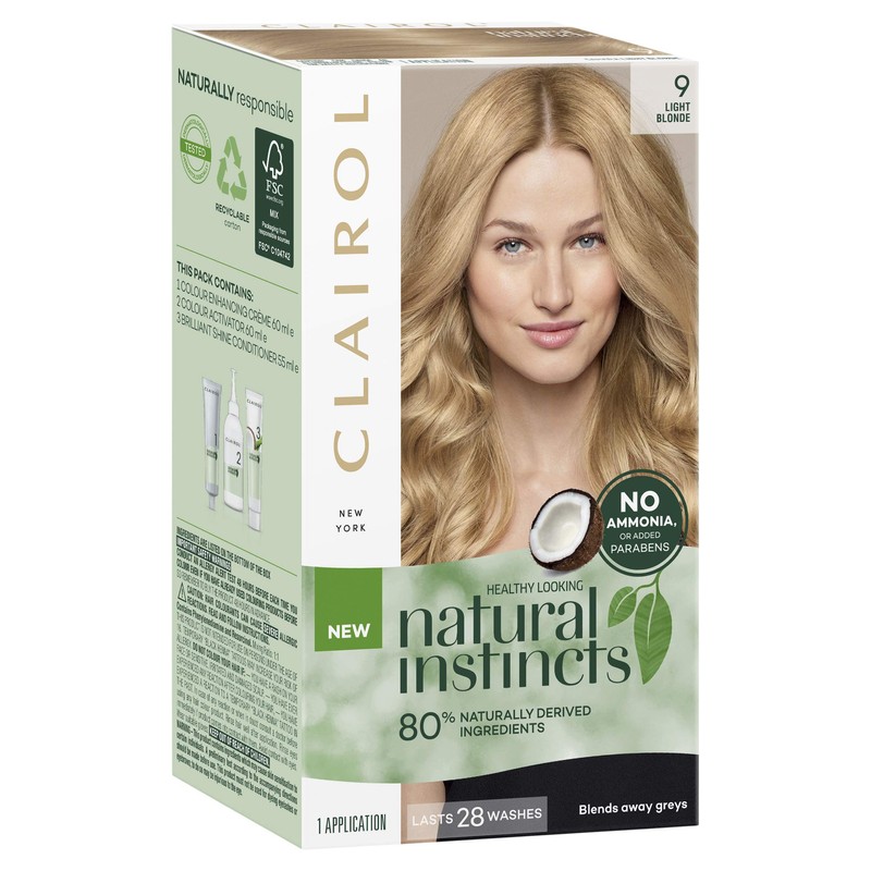Clairol Natural Instincts Semi-Permanant Hair Colour, 9 Light Blonde, Ammonia