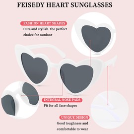 FEISEDY Heart Sunglasses for Women Pink Fashion Heart Shaped Glasses B2421-P