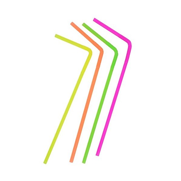 Neon-Colored Super Flexible Straws, 80 Count