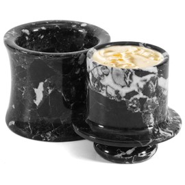 SPESHSTONES Marble Butter Keeper with Lid for Countertop 4 Inch Black French Butter Crock with Water for Kitchen Storage Holder, Stone Butter Dish for Soft Spreadable Butter