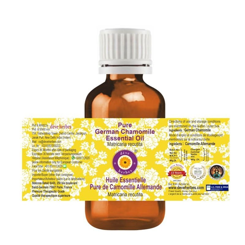 Deve Herbes Pure German Chamomile Essential Oil (Matricaria recutita) Steam