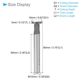 CoCud T-Slot Milling Cutter, 4-Blade 0.6" Cutting Dia, 0.12" Cutting Depth Right Angle Tungsten Carbide Tip T-Slot End Mill, Copper, Suitable for Milling