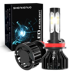 SHENKENUO 4 Sides H11 LED Headlight High or Low Beam Bulbs 40W 12000LM 6000K White 2Pcs