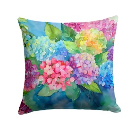 Caroline's Treasures Flowers in Watercolor Floral Throw Pillow, 14Hx14W, Hydrangeas 1577