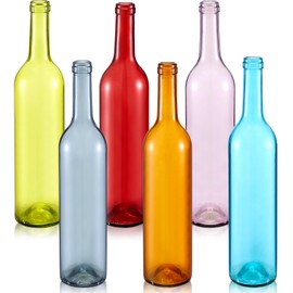 Zhehao 6 Pieces Colored Glass Bottles 750ml Empty Wine Bottles Decorative Glass Bottle for Bottle Tree Kitchen Garden Home Decor in 6 Assorted Colors