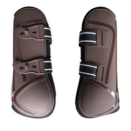 Tenlacum Equestrian Sports Tendon Boots, Horse Pony Jumping Boot Front Leg Protective Gear - Impact-Absorbing Material and Breathable -Size L (Brown Front)