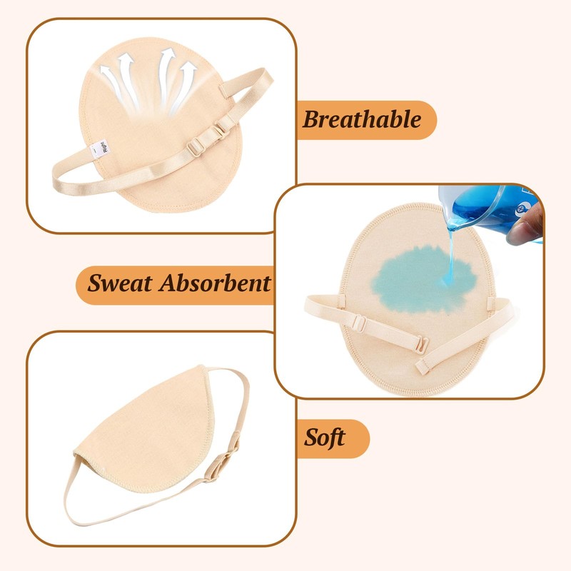 RUIOMII 2 Pair Reusable Armpit Sweat Pads, Sweat Absorbent Breathable