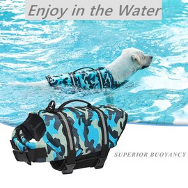Doglay Dog Life Jacket, Dog Life Vest for Swimming Boating, Adjustable Puppy Life Jacket with Reflective Stripes, Superior Buoyancy Dog Swimming Vest for Small Medium and Large Dogs