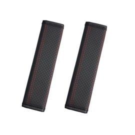 Jectam Car Seat Belt Cover Pads, Leather Seat Belt Cover, Universal Car Seat Belt Shoulder Strap Covers, Breathable Leather Soft Harness Pad Protect Your Neck and Shoulder, 2 PCS (Diamond-Red)