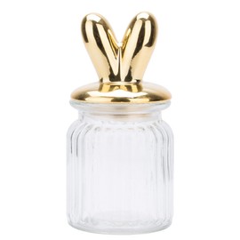 HOLIDYOYO Easter Glass Jar Bunny Rabbit Ear Shape Candy Jar Food Storage Canister Storage Cookie Buffet Container for Easter Party Tea Coffee Cereal Sugar Spice Beans S