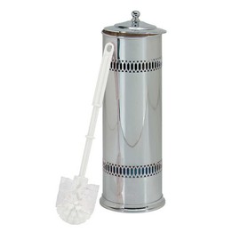 Renovators Supply Manufacturing Toilet Brush Holder 15" H X 5" Dia Bright Chrome Plate Finished Freestanding Tissue Paper Holder, Bathroom Storage Organizer with Long Handle Bowl Cleaning Brush