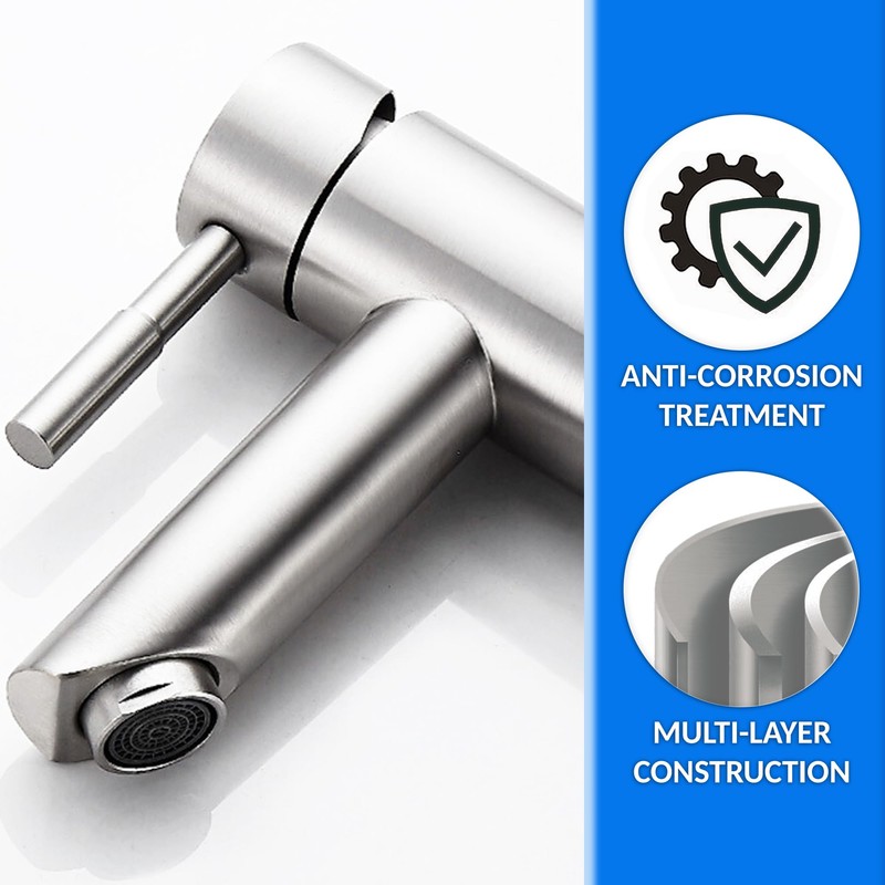 Stainless Steel Single Lever Hot Cold Water Mixer Tap with