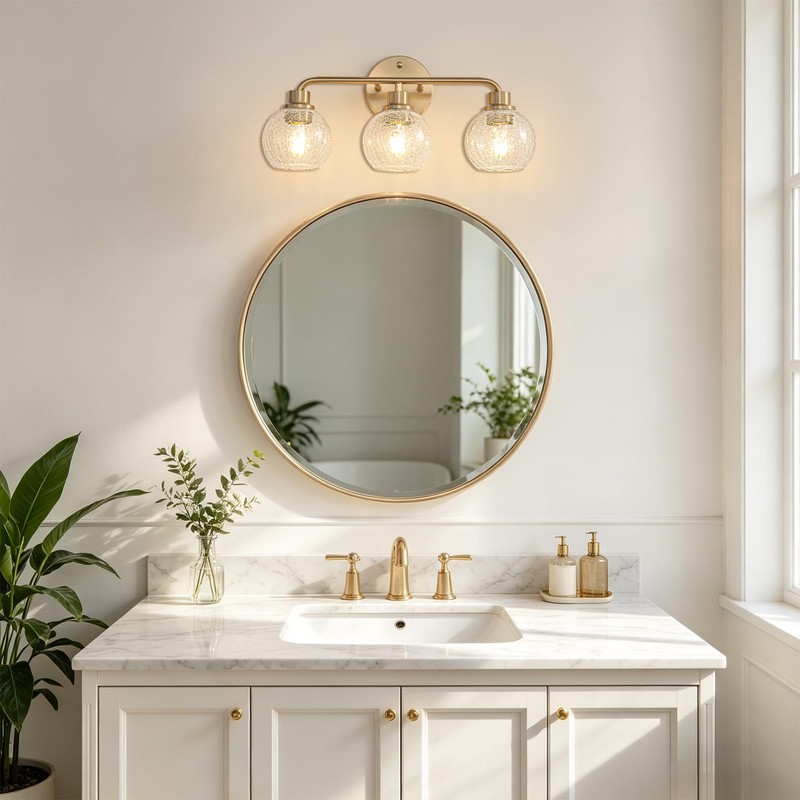 Watyo Bathroom Light Fixtures Gold Vanity Light 3 Light Wall