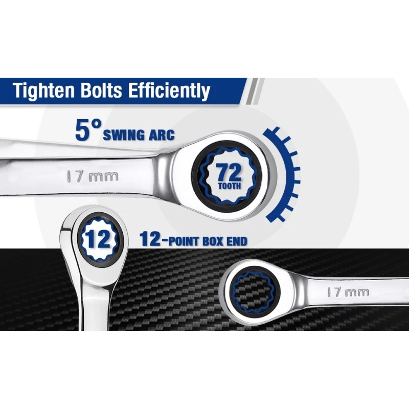 WORKPRO 22-Piece Ratcheting Wrench Set 180-degree flex head 72 Teeth