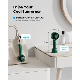 Gaiatop Mini Portable Fan, Navy Green, Cute Design, Rechargeable Battery, Handheld and Desktop, Small and Light
