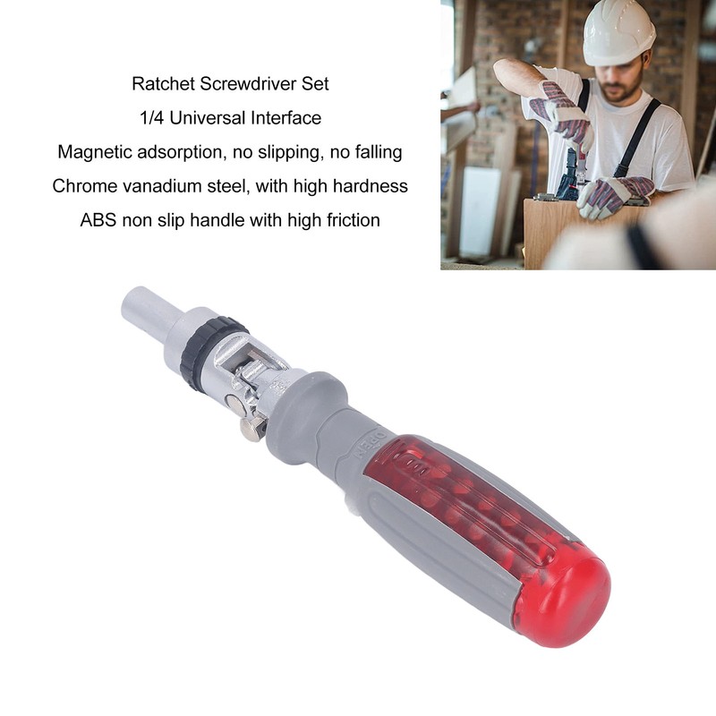 1/4 Ratchet Screwdriver with Drive Bit Assortment Set Bidirectional Magnetic