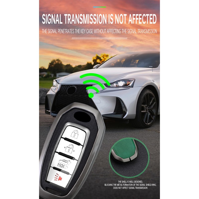 TECART 5-button Car Key Fob Cover Fit For Infiniti Key