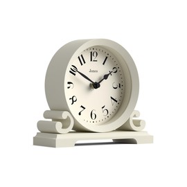 JONES CLOCKS® Saloon Mantel Clock |Traditional Double Scroll Design |Pale Cream |Contemporary Classic Style for Desk, Table, Shelf or Bedside