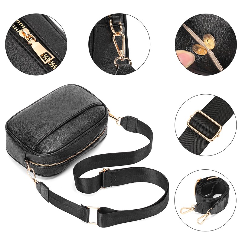 GAEKEAO Small Crossbody Bags for Women Vegan Leather Wide Strap