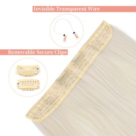 Invisible Wire Hair Extensions, JWLFLOWXISS 12 Inch Wire Hair Extensions with Transparent Headband Adjustable Secret Hairpiece Straight Synthetic Hairpieces for Women