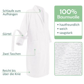 Celodoro Bathrobe for Men and Women, Pure Cotton, White