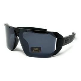 LOCS Hardcore Shades Wrap Around Sports Sunglasses with UV Protection, Matte Black Frame, Smoke Lenses